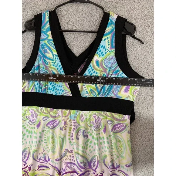 Women's Sun Dress by Wrapper - Floral Paisley Tie-Dye Adjustable Waist Stretch - Picture 5 of 10